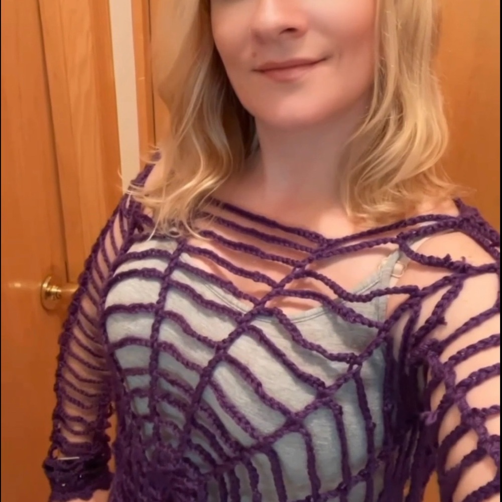 Purple Women's Spiderweb Sweater